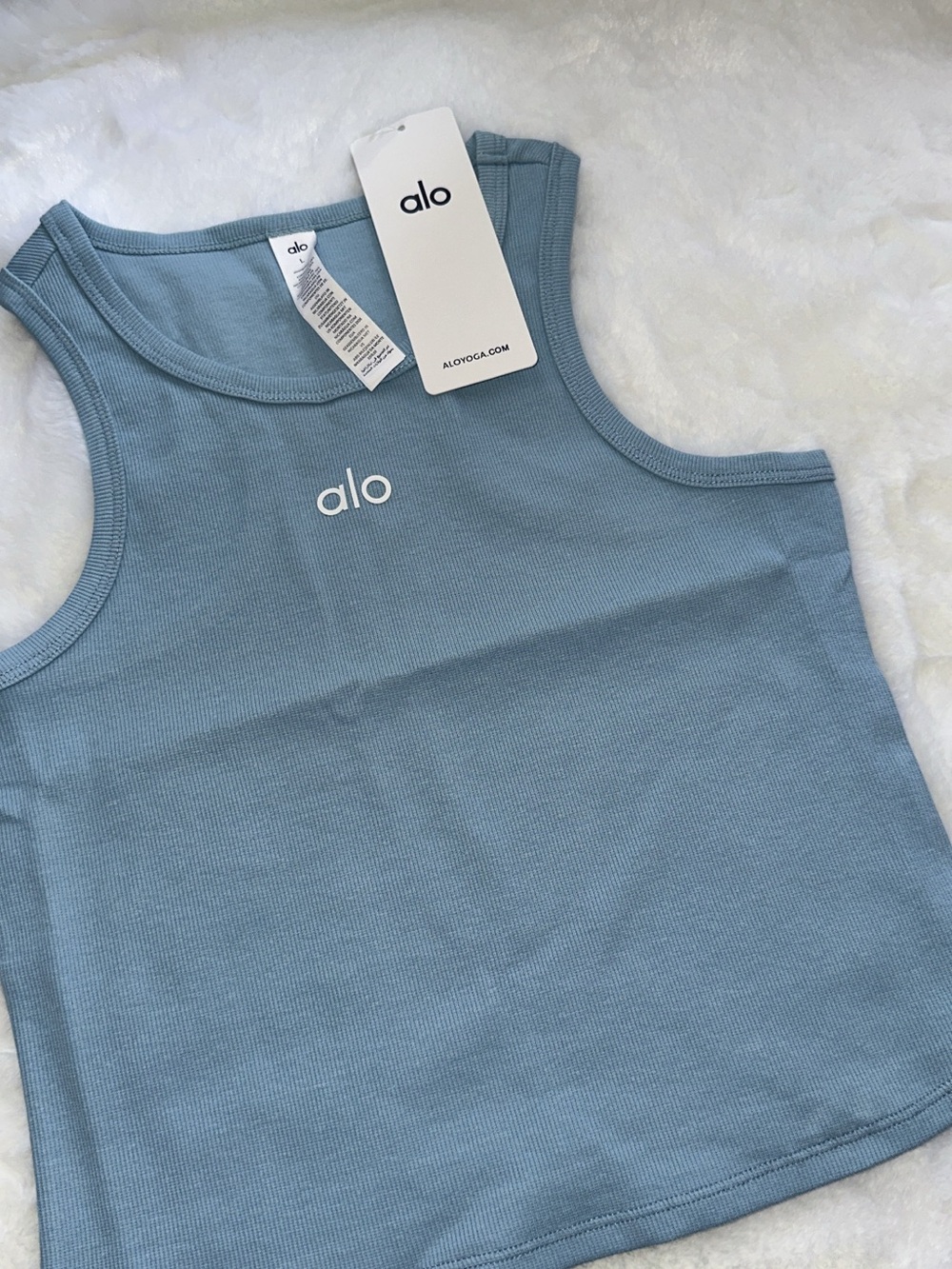 Ribbed Crop Tank - Dusty Blue